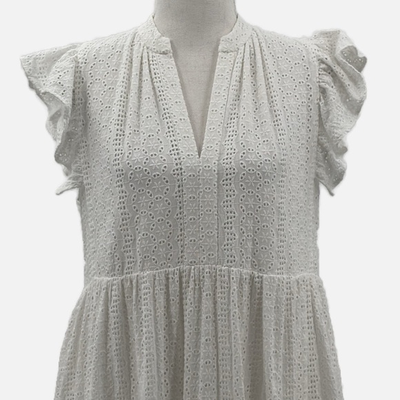 Amanda Uprichard Sheradin Tiered Eyelet Dress in White - Size Medium - Picture 5 of 9